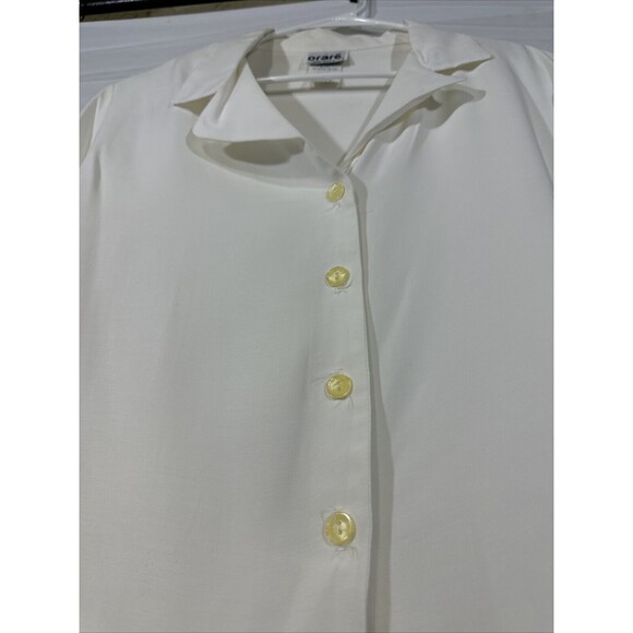 Vintage Women's 90s Orare Formal Shirt Ivory Blouse Long Sleeve Button up Sz 16 - Picture 7 of 12